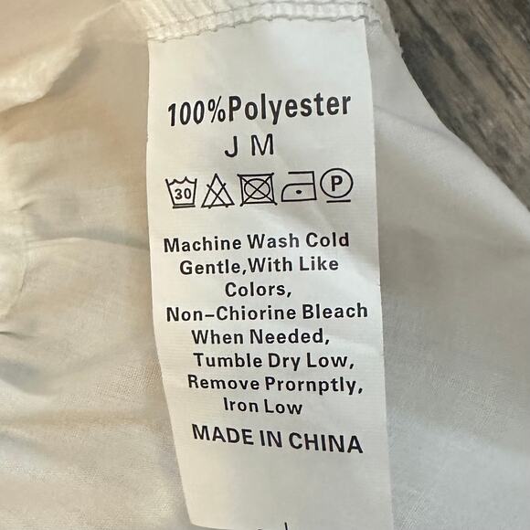 Sunday Up White and Blue Floral Tie‎ Blouse Puff Sleeves Crop Top Women’s Large - Picture 8 of 8